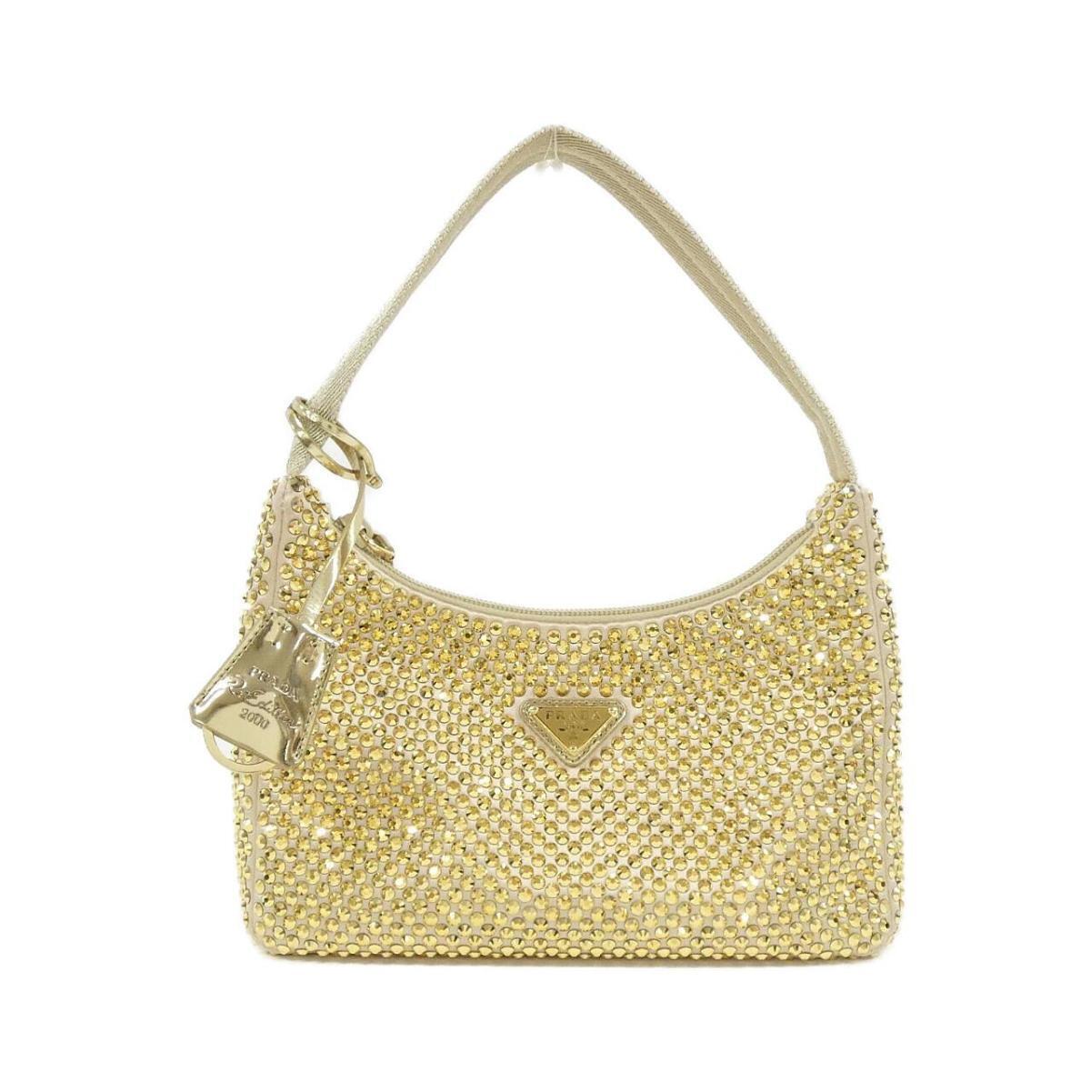 Prada Re Edition 2000 Handbag Crystal Embellished Satin Gold
